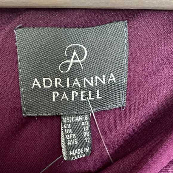 Adrianna Papell Mulberry Cap Sleeve Gown Jersey Top Metallic Printed High Low - Picture 10 of 11